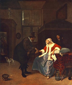 the painter jan asselyn Painting - Love Sickness Dutch genre painter Jan Steen